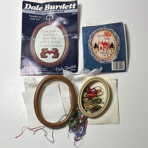 Vintage Mini Cross Stitch Kits with Oval Frames